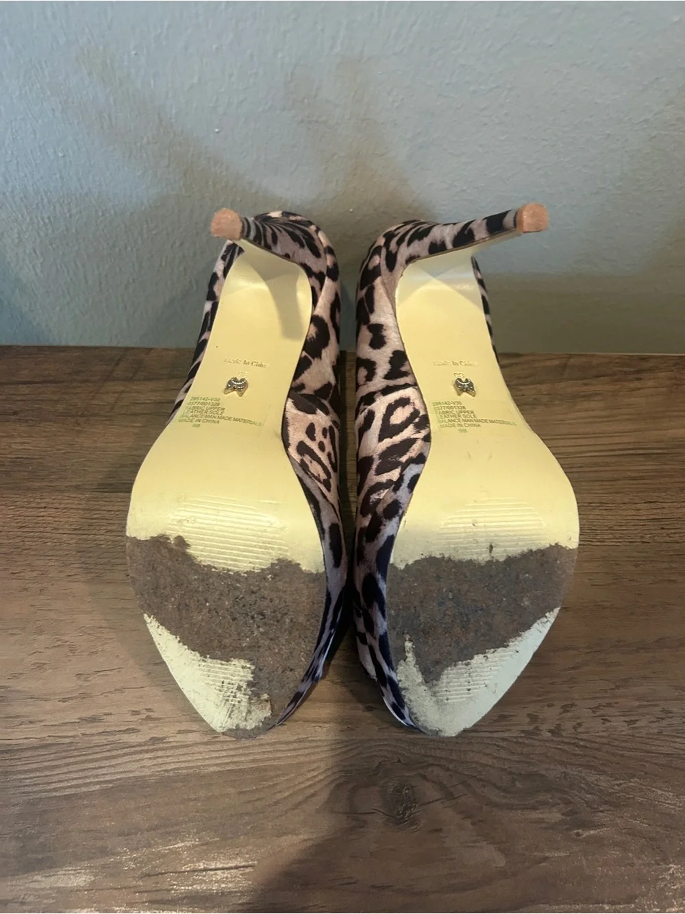Victoria's Secret Leopard Print Peep-Toe Platform Pumps - Nude/Black